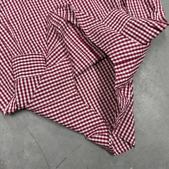 Van Laack Dress Shirt Red White Check Long Sleeve Button Up Cotton Large - Picture 6 of 7